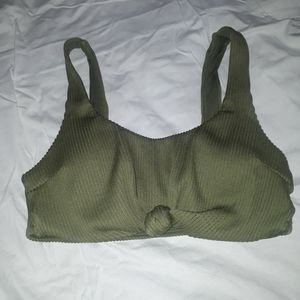 Hollister Green Ribbed Knot Bikini Top